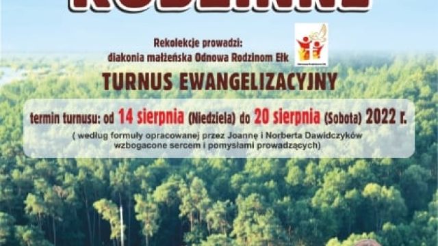 Rekolekcje rodzinne 14-20 sierpnia 2022 r.